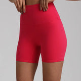 Red yoga shorts