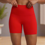 Red yoga shorts
