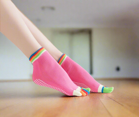 Pink yoga socks
