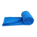Blue yoga grip towel